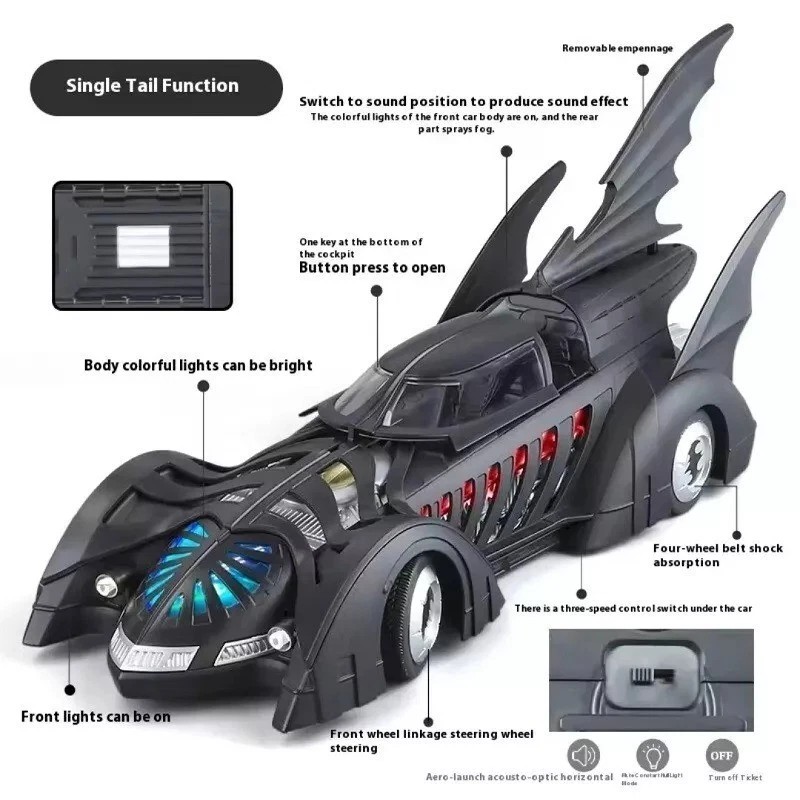 BATMOBILE 1995 MODELLO auto pressofuso BATMAN Forever DC Comucs 1:18 luci LED - Immagine 4 di 4