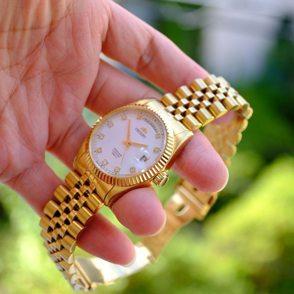 Rare Orient President Day Date SEV0J001WY Automatic Diamond White 