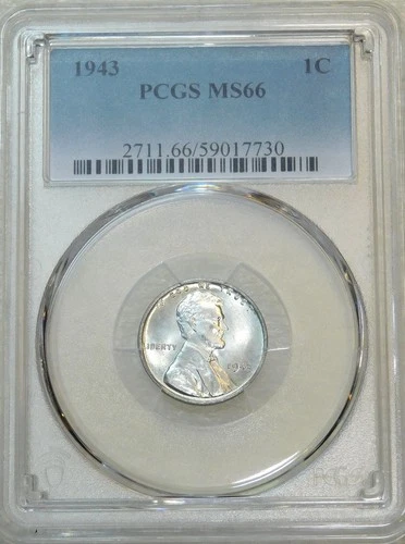 1943 P Lincoln Wartime Steel Cent PCGS MS66 Brilliant Luster New Holder #A235U