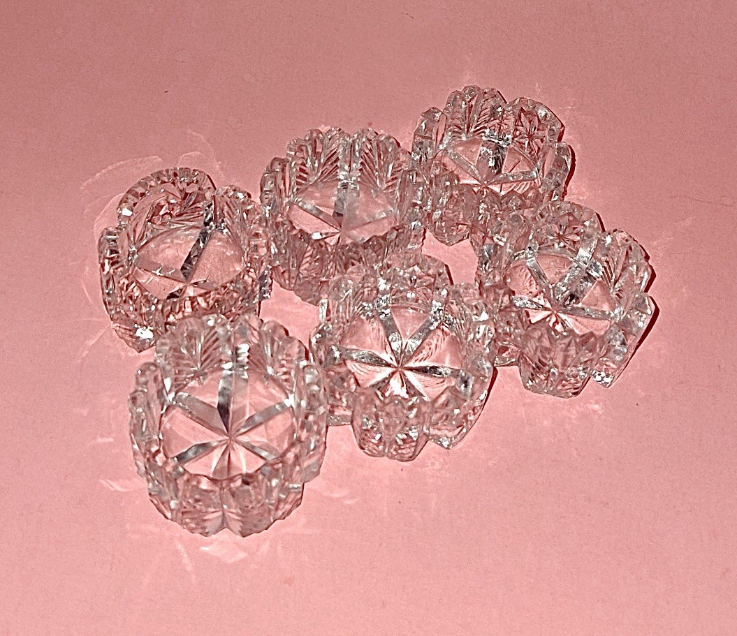 1890-1920 Brilliant Cut Glass Salt Cellar  Set of 6