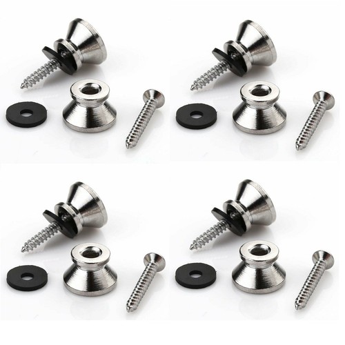 2/4/8/16 Pieces Guitar Bass Chrome Metal End Pin Strap Buttons Cushion Screws B - Picture 5 of 10
