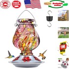 Charming 22 Oz Purple Hummingbird Feeder with Durable Glass, Perfect for Gardens