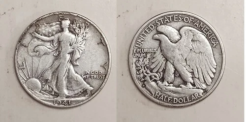 1941-D Walking Liberty Half Dollar - 90% Silver - VG to VF