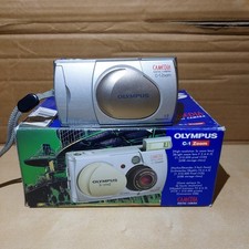Olympus Digital Camera Camedia C-1 Zoom 1.3MP Silver Tested With Box Retro