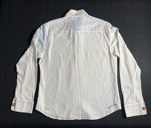 English Laundry Men’s Large Shirt White Blue Stripe Crest Button-Up Long Sleeve - Picture 7 of 9
