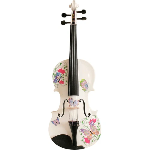 Rozanna's Violins Butterfly Dream White Glitter Violin Outfit  4/4 Refurbished