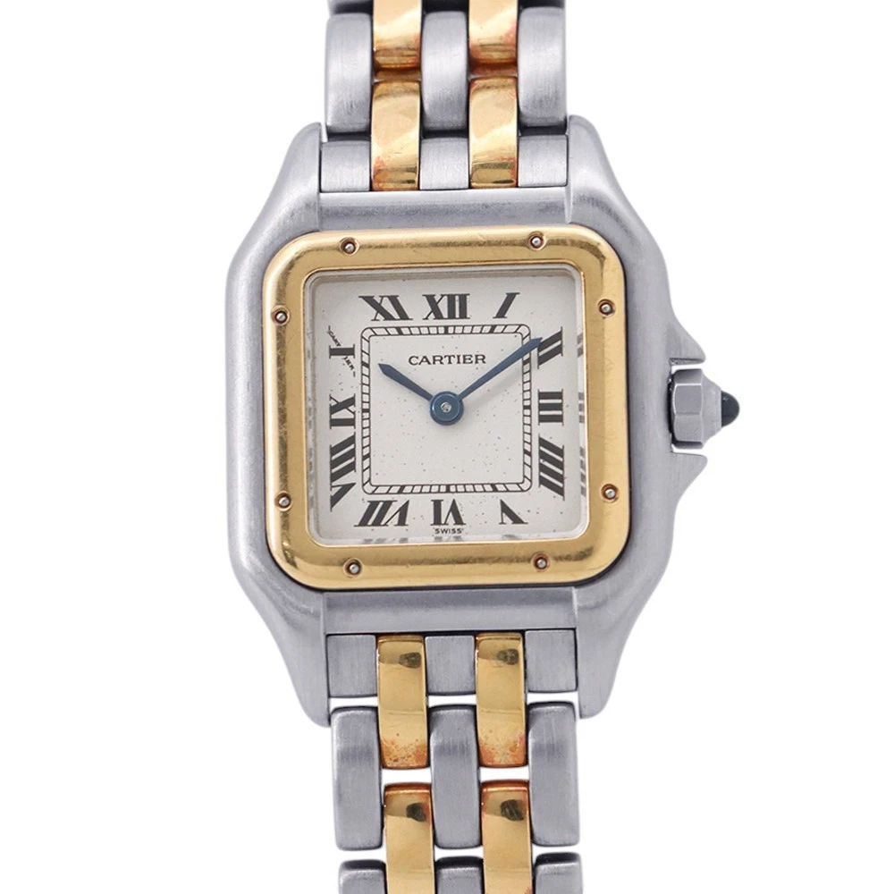 Cartier — CARTIER PANTHERE SM 2 Row H30mm W22mm Steel 18K Yellow Gold Ivory Dial W25029B6