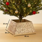 Christmas XMAS Tree Skirt Glitter Square Base Festive Stand Folds Flat Skirt UK