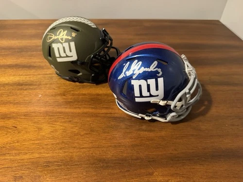 Daniel Jones, Sterling Shepard signed New York Giants Helmets. Fanatics Beckett