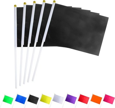 25 Pack Solid Balck Flag Small Mini Plain Black DIY Flags On Stick,Party Decorat
