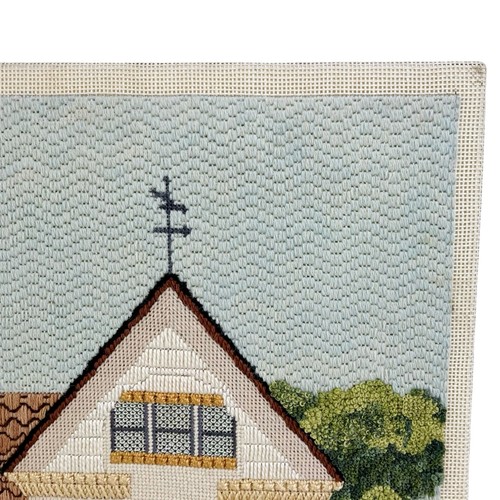 Vintage Southern Victorian Home Needlepoint Art Completed House Mansion 20x14.5" - Picture 3 of 20