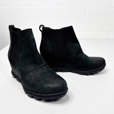 Sorel Joan of Arctic Wedge II Chelsea Boots Womens 11 Black Leather