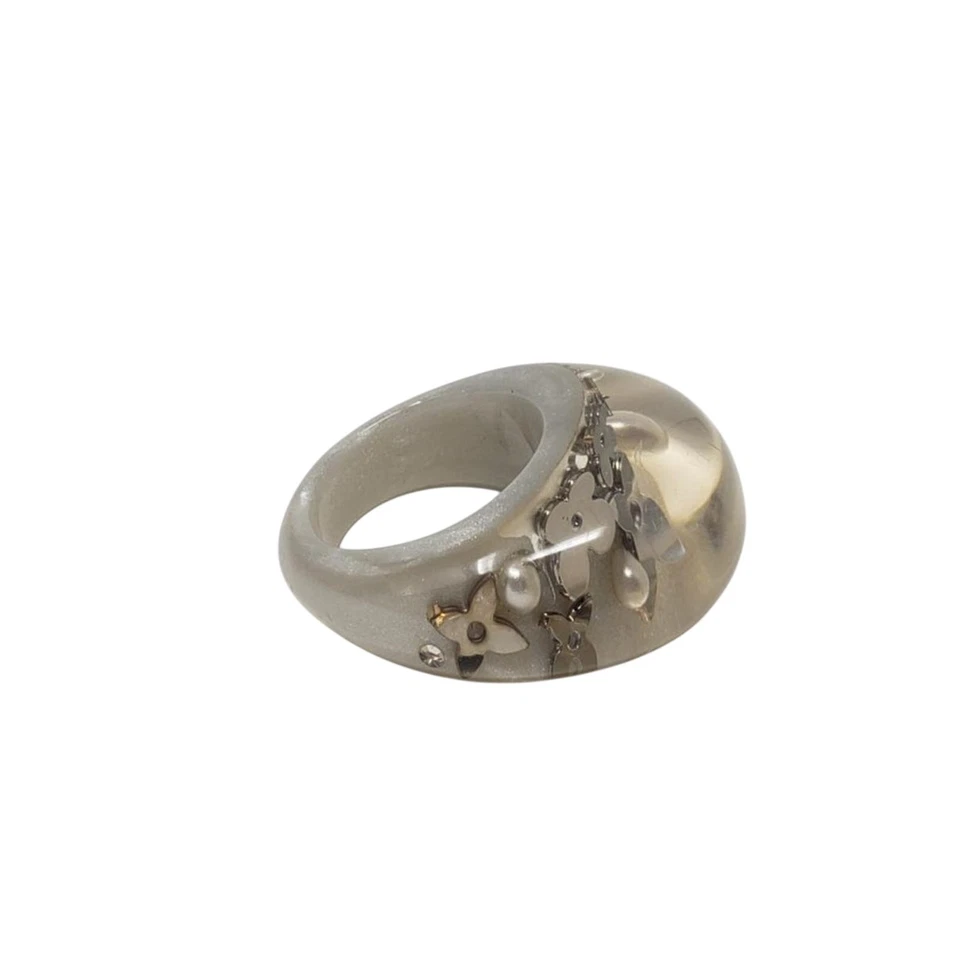 Louis Vuitton Gris Transparente Inclusión Plata Dije Anillo 6 1/4 EE. UU. Foto 4 de 4