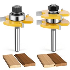 Junreox 2PCS Tongue and Groove 1/4 Shank Router Bit Set