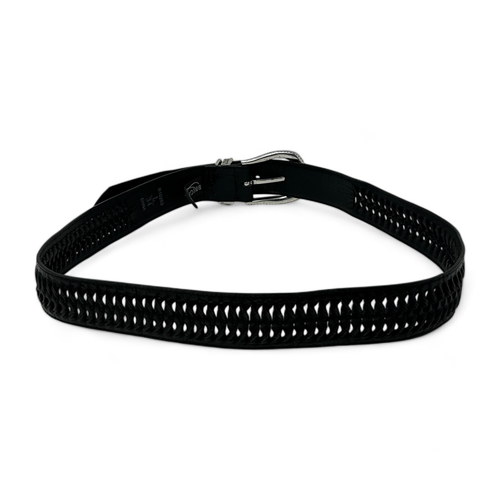 Vintage Brighton Black Leather Twist Stitch Woven Braided Belt Size Large Hearts - Picture 5 of 13