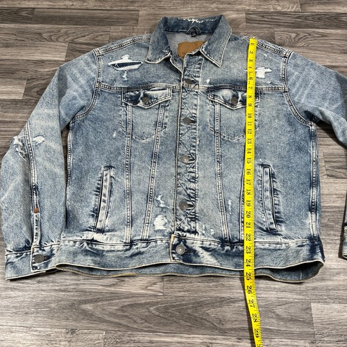 AMERICAN EAGLE Button Down Acid Wash Blue Denim Jean Jacket Women's Size Large - Picture 11 of 12