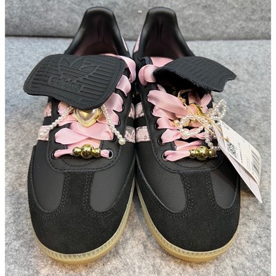 Adidas Samba LT Women's Black Pink Lace Pearls Heart Charm