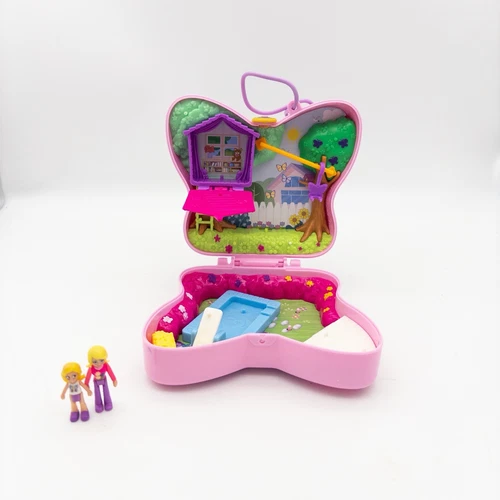 Polly Pocket Compact PlaySet Backyard Butterfly  with 2 Figures Girls