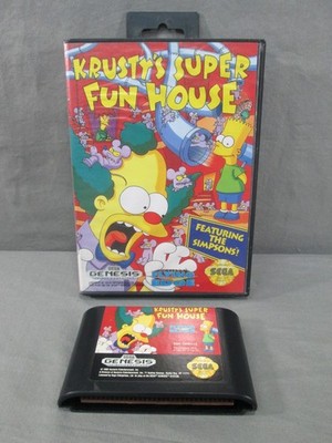 Sega Genesis KRUSTY'S SUPER FUN HOUSE Video Game TESTED The Simpsons 1992