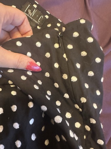 Gonna a pois bianca e nera Inc International Concepts taglia 10 - Foto 2 di 4