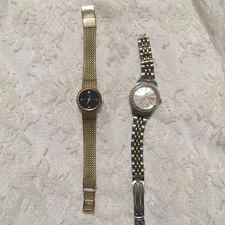 Vintage Seiko Citizen Watches Lot 2 Repair or Parts Gold Silver Tones