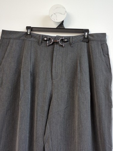 Disturbia Herringbone Tailored Straight Leg Women's Pleated Trouser US 16 Grey - Picture 3 of 8