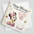 Personalised Childrens Minnie Mouse Birthday Card relationship 1st 2nd Any Age