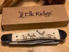 Elk Ridge white Smooth Bone Trapper - Deer 4" Pocket Knife ER220DR