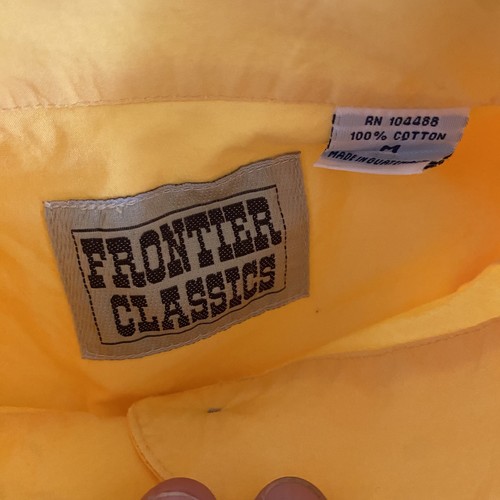 Camisa FRONTIER CLASSICS Mediana Abotonada Algodón Vaquera Occidental Vaquera Amarilla 🚨 - Imagen 4 de 6