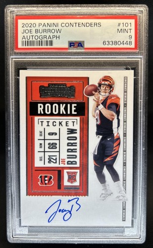 2020 Panini Contenders Joe Burrow RC Rookie Auto Autograph #101 Bengals PSA 9