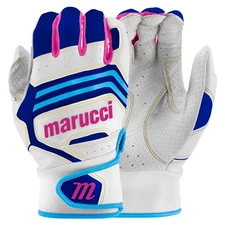 Marucci Fuzn Pro Baseball/Softball Batting Gloves - White/Columbia/Pink - XL
