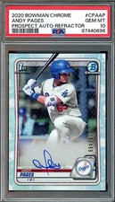 2020 Bowman Chrome Andy Pages Refractor Auto Rookie #179/499 PSA 10