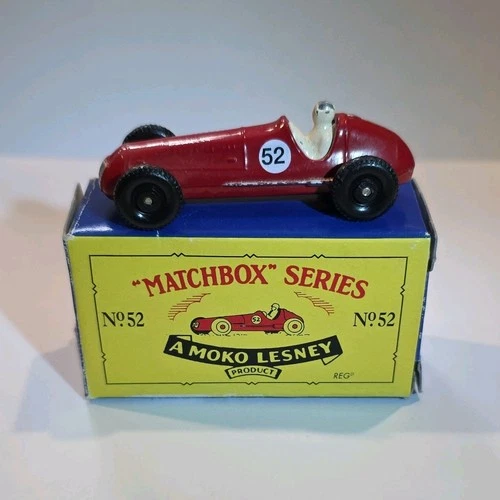 Vintage Matchbox Series No. 52 Lesney Red Diecast Car Model with Box