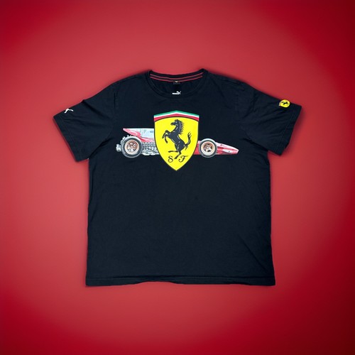 Scuderia Ferrari Puma Shirt Mens XL Black Graphic Logo Racecar Racing RARE!