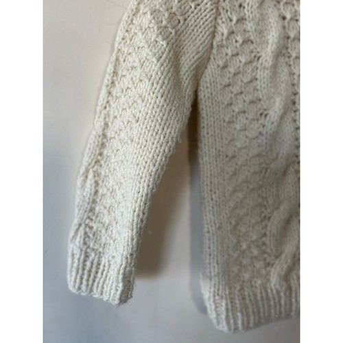 Vintage Hand Made Homemade Wool Cable Knit Fishermans Irish Sweater Kid Baby - Picture 6 of 7