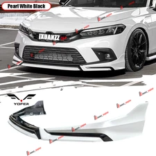 For 22-24 11th Honda Civic Yofer Pearl White Black Front Bumper Lip Splitter Kit
