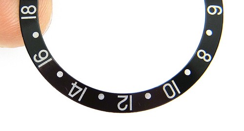 Inserto lunetta orologio originale Rolex GMT-MASTER II 16710 16700 16713 nero e argento - Foto 3 di 4