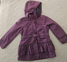 EUC "London Fog" Purple Little Girl's Size 6 Hooded, Zipped Jacket with ruffles