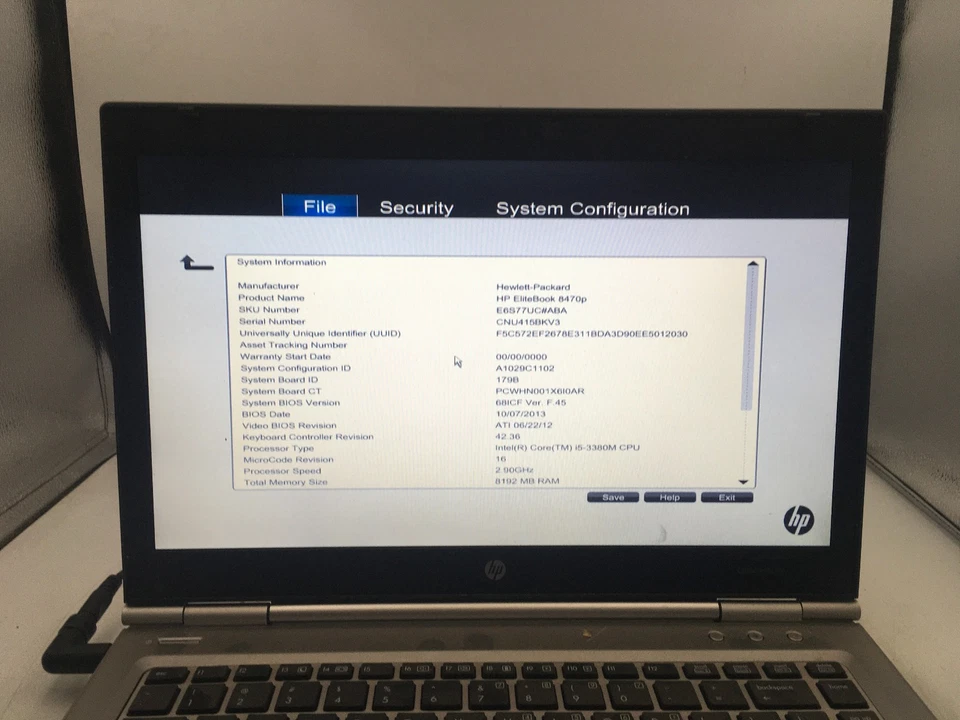 HP PROBOOK 8470P - BOOTS TO BIOS - INTEL I5 3380M - 8GB RAM - 14" -READ DESC- BB - Image 2 of 4