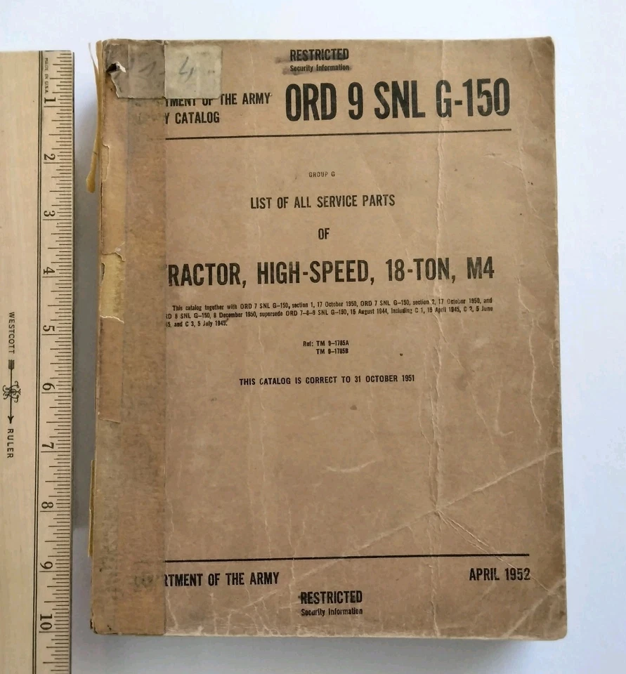 M4 High Speed Tractor US Army Ordnance Catalog ORD 9 SNL G-150 Tank Belgium 1952 - Image 3 of 4