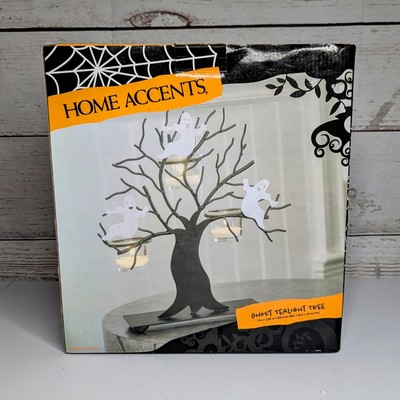 Ghost Tealight Tree Halloween Decor 3 Ghosts In Black Tree 3 Tealight Votives