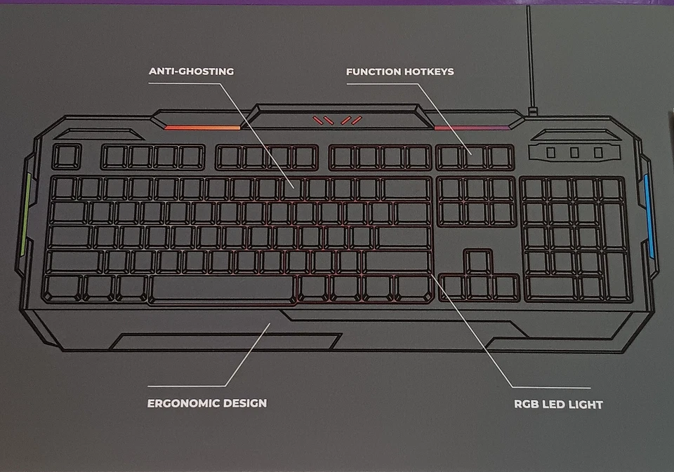 BUGHA LED GAMING KEYBOARD ILLUMINATED FOR PC MULTI-FUNCTION NEW IN BOX - Image 4 of 4