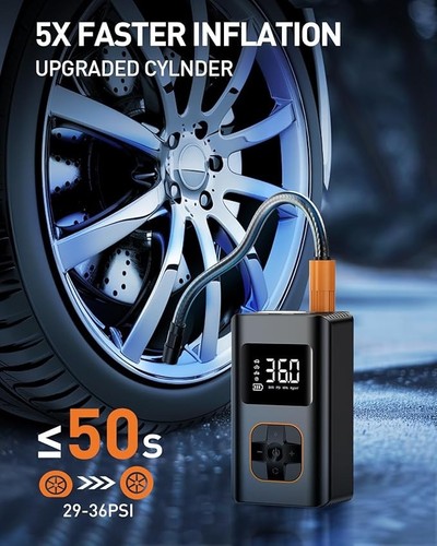10000mAh Portable Air Compressor for Car/Bike Tires, Balls 150 PSI, LED, Digital - Picture 6 of 7