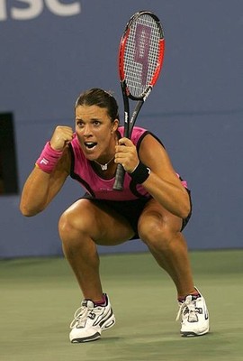 Jennifer Capriati celebrates match point over Serena Williams duri- Old Photo