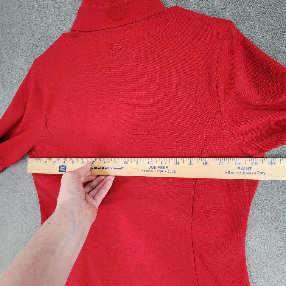 Cutter Buck 1/4 拉链套衫 L 码女式红色白色 CB DryTech UPF 50+ 性能 — 第 4/4 张图片
