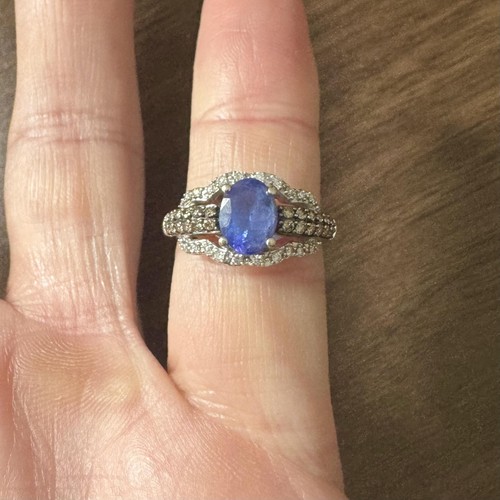 LeVian 14k White Gold Tanzanite and 0.50cttw Diamond Ladies Ring Size 7 - Picture 2 of 8