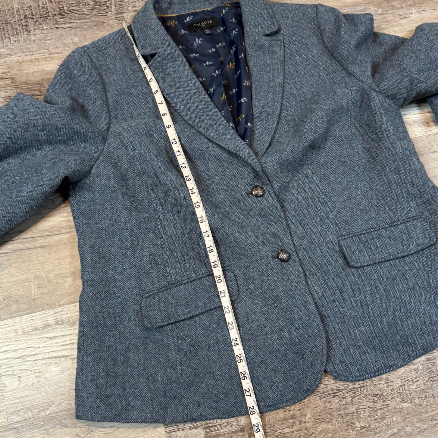 Talbots Gray Herringbone Blazer Structured Wool B… - image 6
