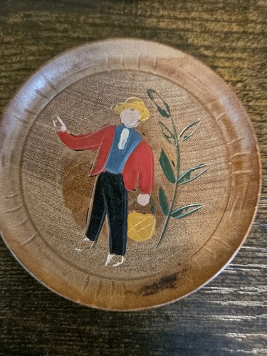 Juego de 6 posavasos de madera vintage pintados a mano hechos en Japón ocupado con soporte - Imagen 9 de 14
