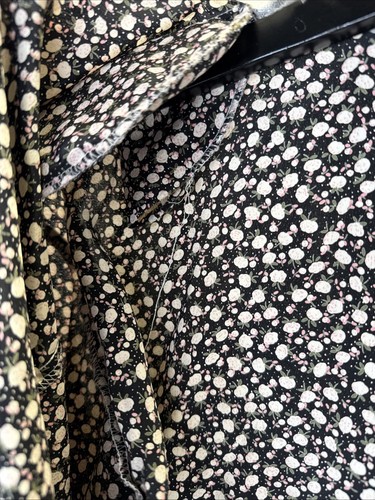 VTG California Dynasty Long Robe Kimono Women’s S Floral Lace Trim Cottage Black - Picture 11 of 12
