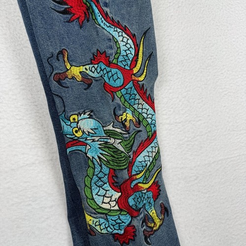 Bota de tiro bajo Ed Hardy para mujer 30 pantalones de mezclilla bordados dragón con estampado trasero *NUEVA CON ETIQUETAS* - Imagen 11 de 12